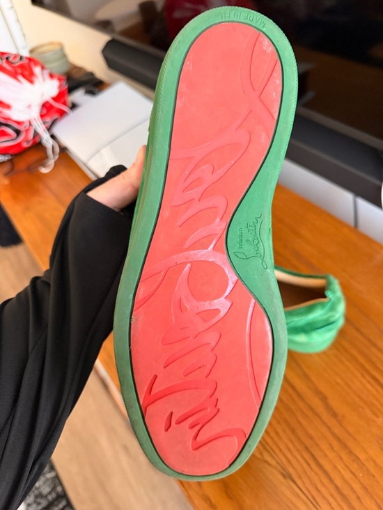 Christian Louboutin Green Suede Spike-Stud Athletic Sneakers